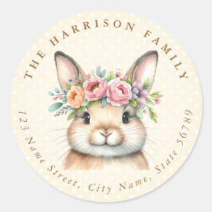 Easter Bunny Personalised Name Round Stickers
