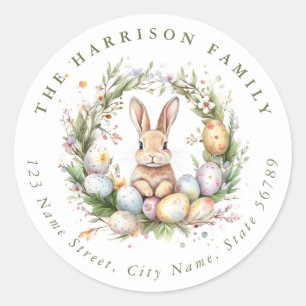 Easter Bunny Personalised Name Round Stickers