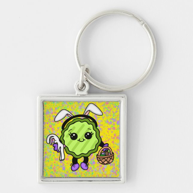 Easter Bunny Pickle | Holiday Pickle   Key Ring (Front)