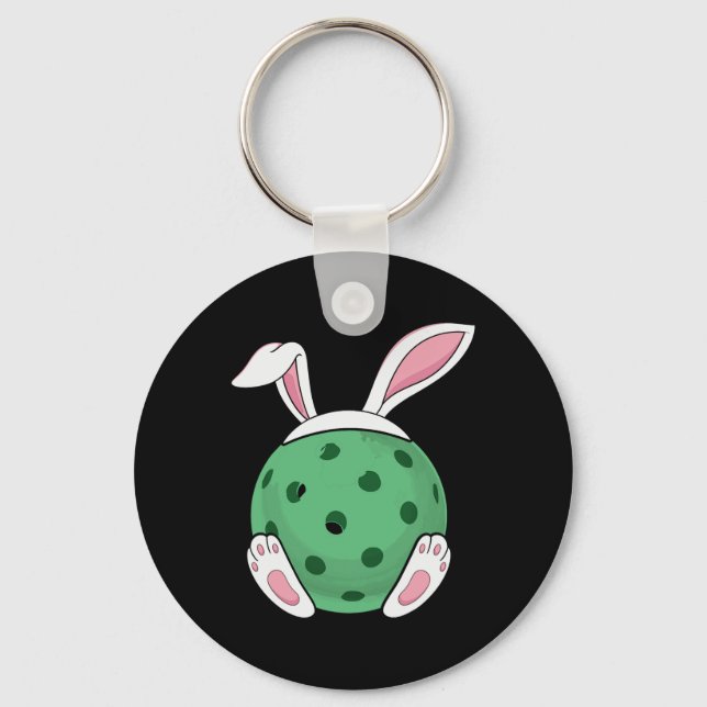 Easter Bunny Pickleball - Fun Easter Pickle Ball R Key Ring (Front)