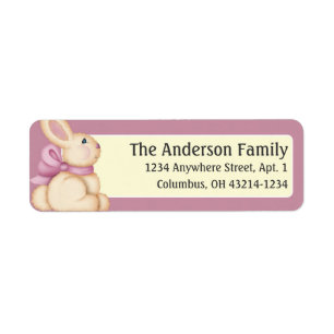 Easter Bunny Pink Colour d2 Return Address Labels