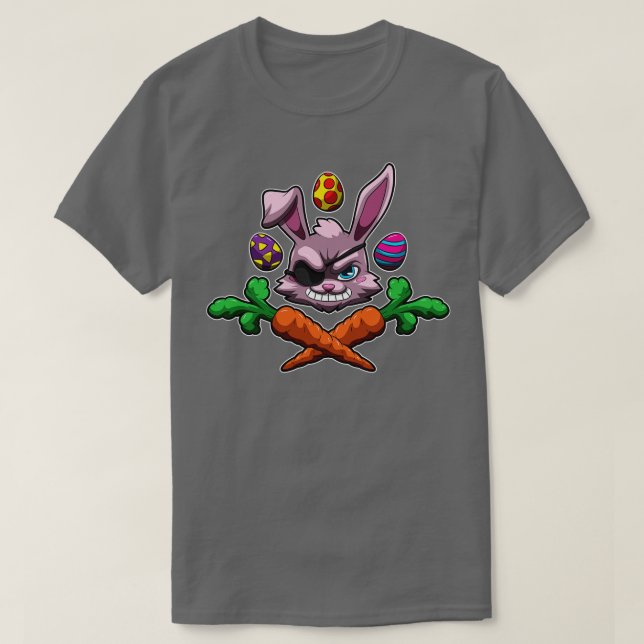 Easter Bunny Pirate Buccaneer Under Rabbit Flag T-Shirt (Design Front)