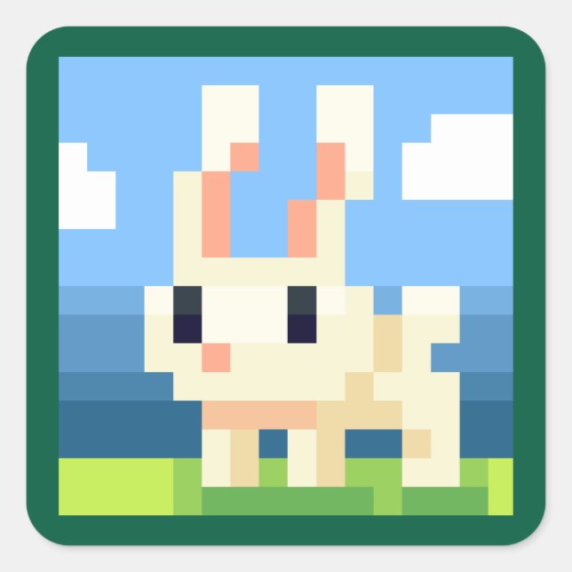 Easter bunny Pixel Art, pixel art Square Sticker (Front)