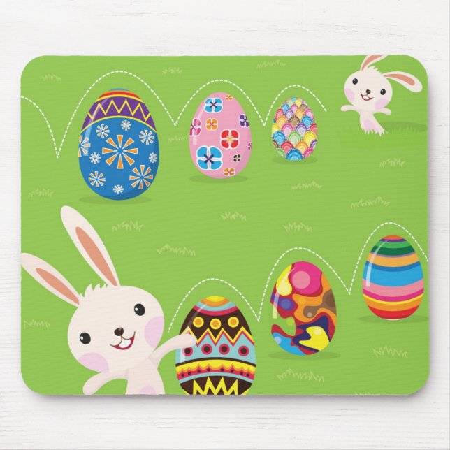 Easter bunny playful with painted eggs mouse mat (Front)