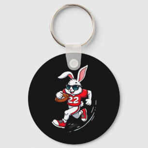Easter Bunny Playing Footll Key Ring