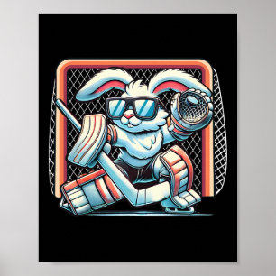 Easter Bunny Playing Hockey Goalie Rabbit Toddlers Poster