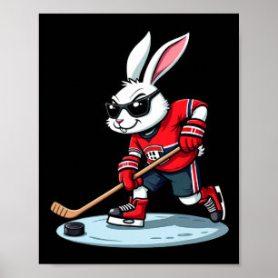 Easter Bunny Playing Hockey  Poster
