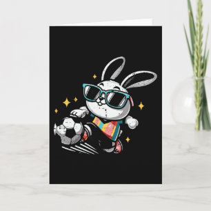Easter Bunny Playing Soccer Cute Footll Boys Kids Card