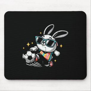 Easter Bunny Playing Soccer Cute Footll Boys Kids Mouse Mat