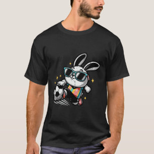 Easter Bunny Playing Soccer Cute Footll Boys Kids T-Shirt