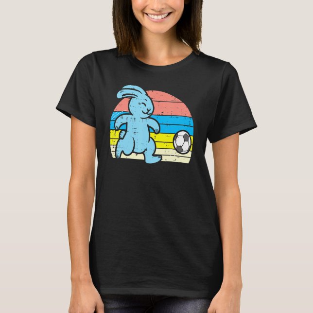 Easter Bunny Playing Soccer Retro Football Boys Gi T-Shirt (Front)