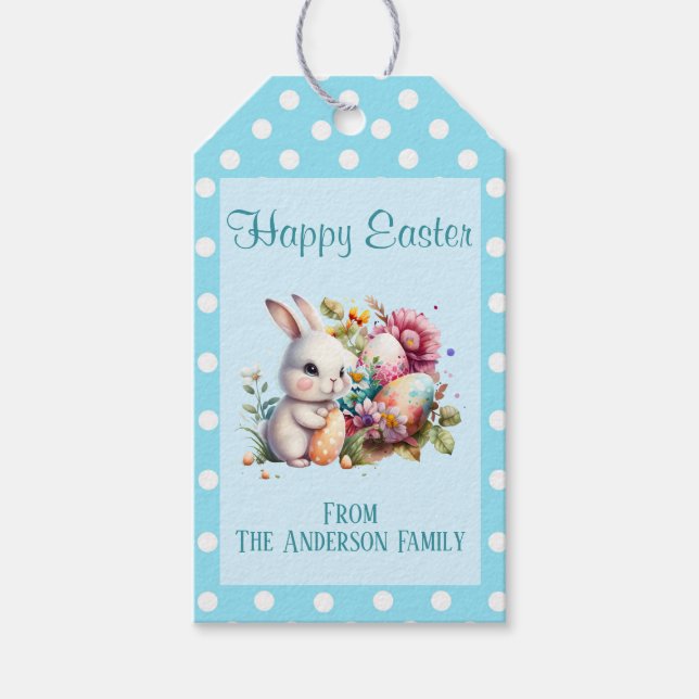 Easter Bunny Polka Dot Gift Tags (Front)