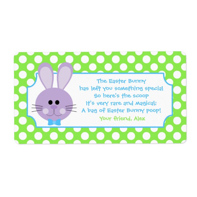 Easter Bunny Poop Party Favour Sticker (Front)