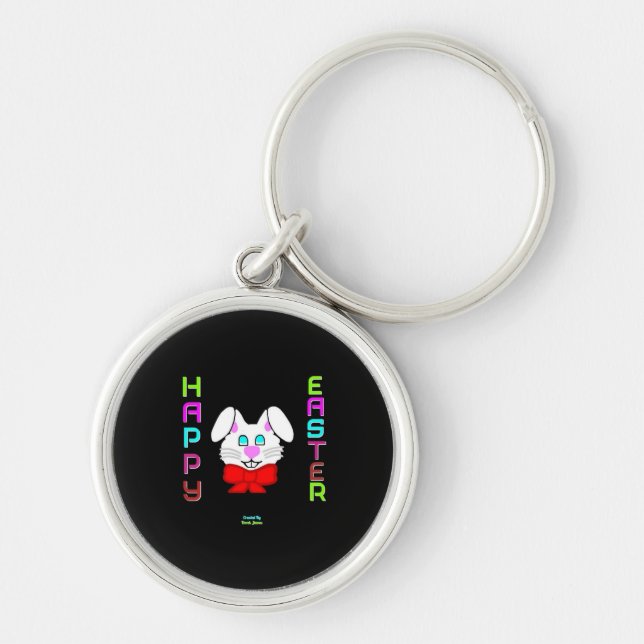Easter Bunny Premium Round Key Chain (Front)