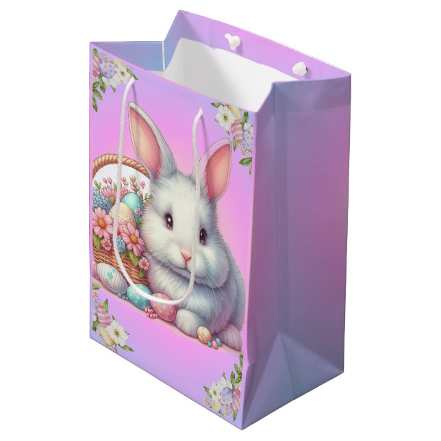 Easter Bunny Pretty Pastel Medium Gift Bag (Front Angled)