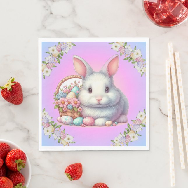 Easter Bunny Pretty Pastel Napkin (Insitu)