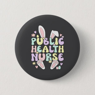Easter Bunny Public Health Nurse Illustration 6 Cm Round Badge