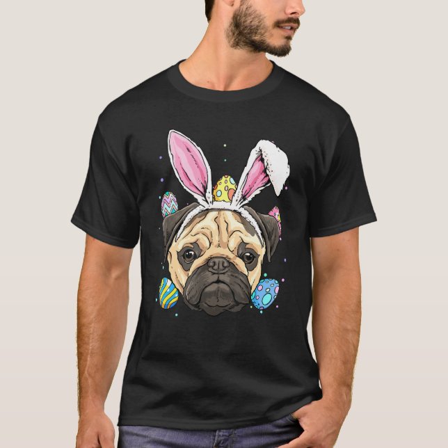 Easter Bunny Pug Dog Kids Men Women T-Shirt (Front)