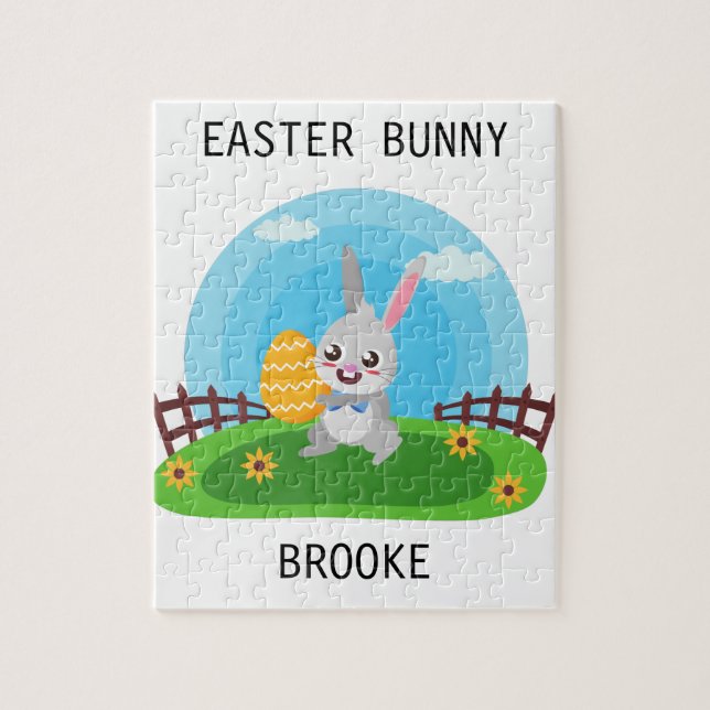 Easter bunny puzzle personalised. (Vertical)