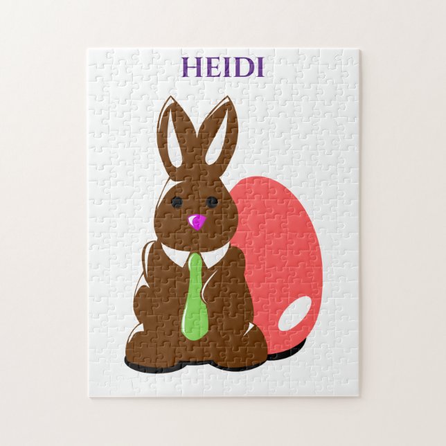 Easter bunny puzzle with personalised name. (Vertical)