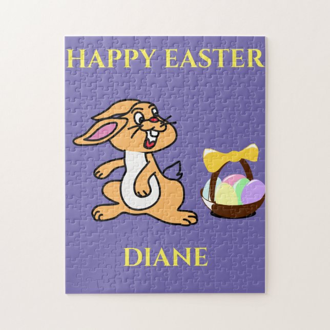 Easter bunny puzzle with personalised name. (Vertical)