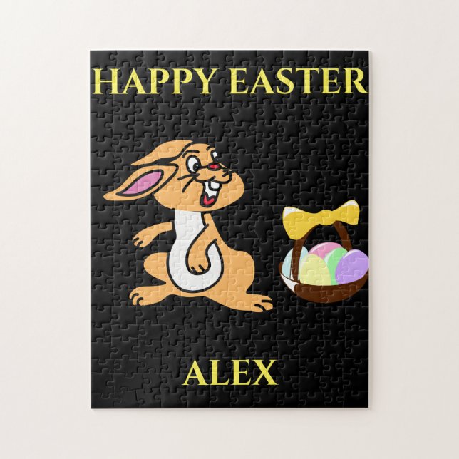 Easter bunny puzzle with personalised name. (Vertical)