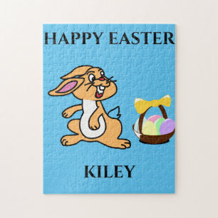 Easter bunny puzzle with personalized name.