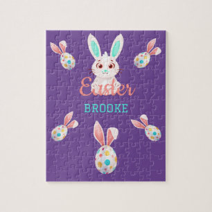 " EASTER" BUNNY PUZZLE WITH SPECKLED EGGS & NAME.