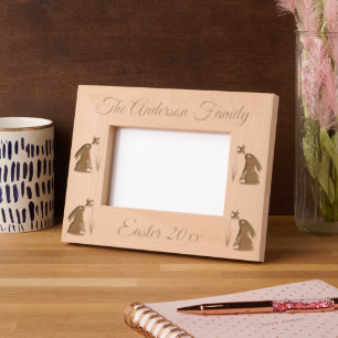 Easter Bunny Rabbit and Daffodil flower Custom Etched Frames
