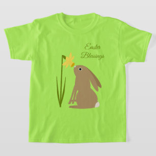 Easter Bunny Rabbit and Daffodil flower Custom T-Shirt