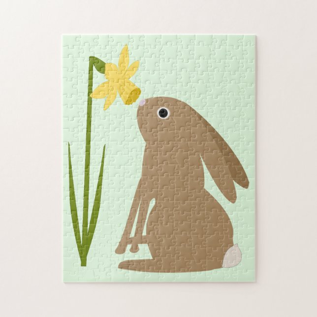Easter Bunny Rabbit and Daffodil flower Jigsaw Puzzle (Vertical)