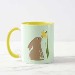 Easter Bunny Rabbit and Daffodil flower Mug