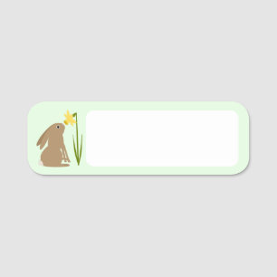 Easter Bunny Rabbit and Daffodil flower Name Tag