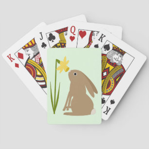 Easter Bunny Rabbit and Daffodil flower Playing Cards