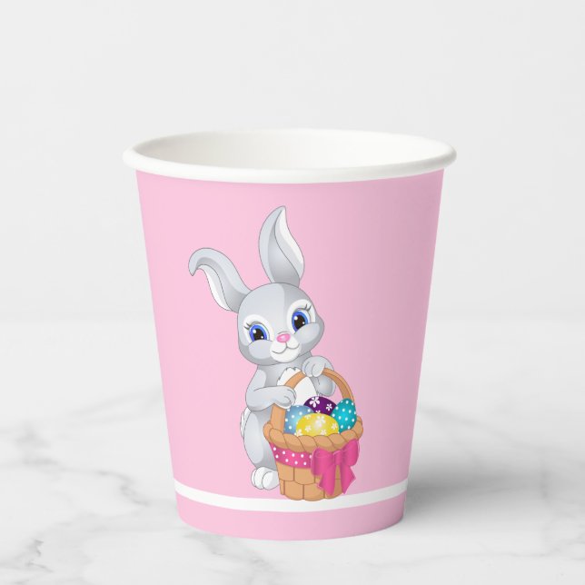 Easter Bunny Rabbit Basket of Eggs Party Paper Cups (Front)
