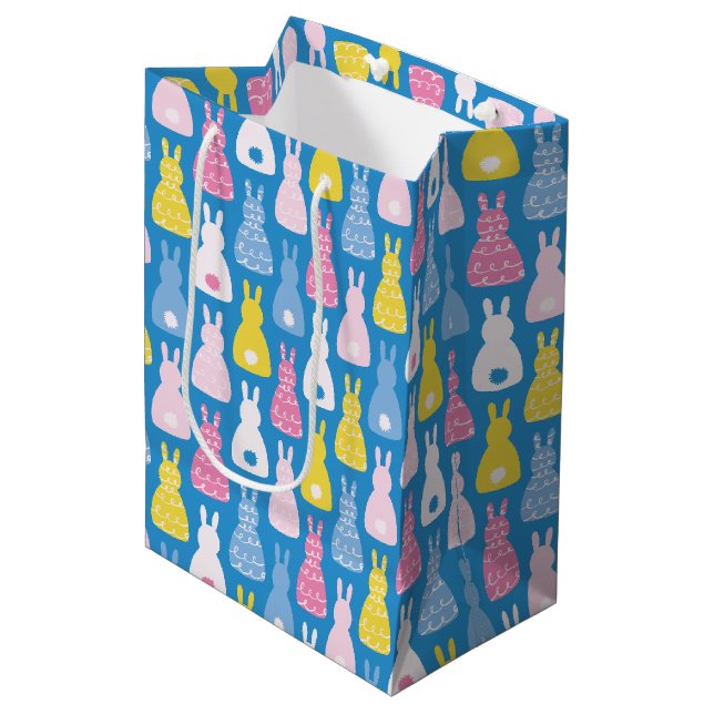 Easter Bunny Rabbit Blue pattern Medium Gift Bag (Front Angled)