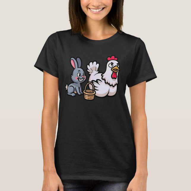 Easter Bunny Rabbit Chicken Happy Easter T-Shirt (Front)