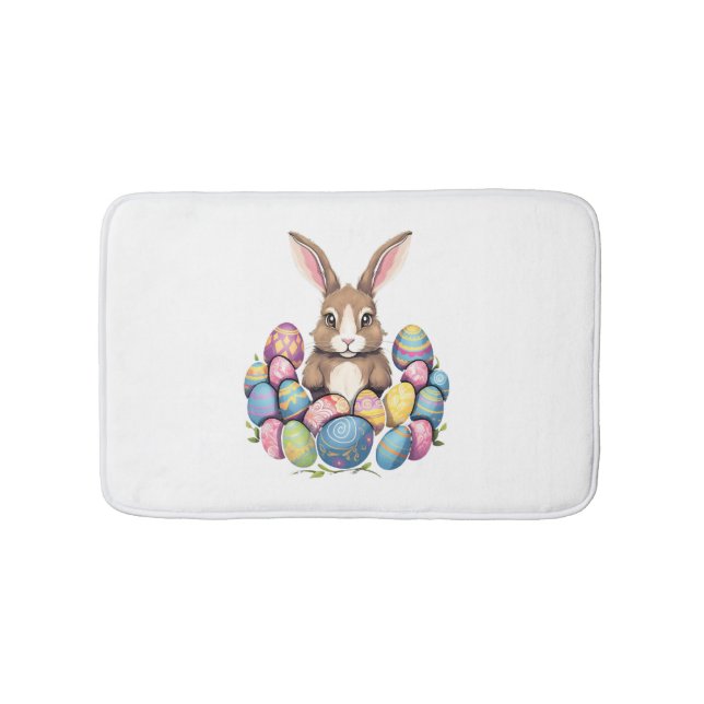 Easter Bunny Rabbit Colourful Eggs Easter Egg Hunt Bath Mat (Front)