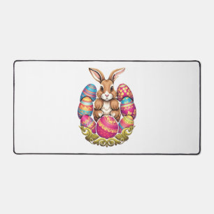 Easter Bunny Rabbit Colourful Eggs Easter Egg Hunt Desk Mat
