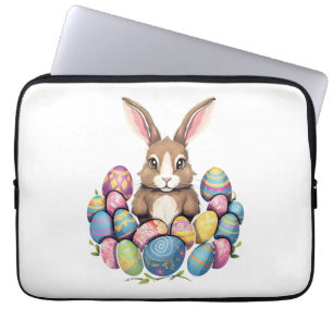 Easter Bunny Rabbit Colourful Eggs Easter Egg Hunt Laptop Sleeve