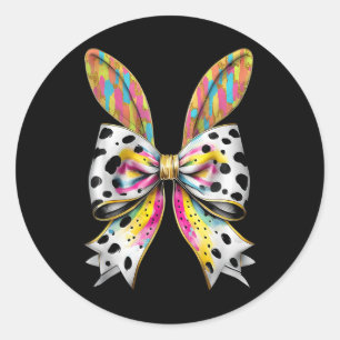 Easter Bunny Rabbit Coquette Bow Happy Easter Girl Classic Round Sticker