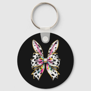 Easter Bunny Rabbit Coquette Bow Happy Easter Girl Key Ring