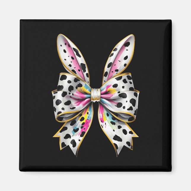 Easter Bunny Rabbit Coquette Bow Happy Easter Girl Magnet (Front)