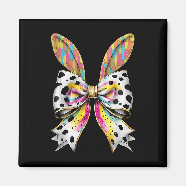 Easter Bunny Rabbit Coquette Bow Happy Easter Girl Magnet (Front)