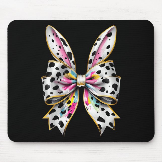 Easter Bunny Rabbit Coquette Bow Happy Easter Girl Mouse Mat (Front)