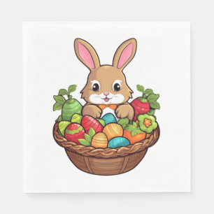 Easter Bunny Rabbit Easter Day Egg Basket    Napkin