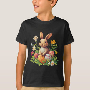 Easter Bunny Rabbit Easter Egg Flower Graphic T-Shirt