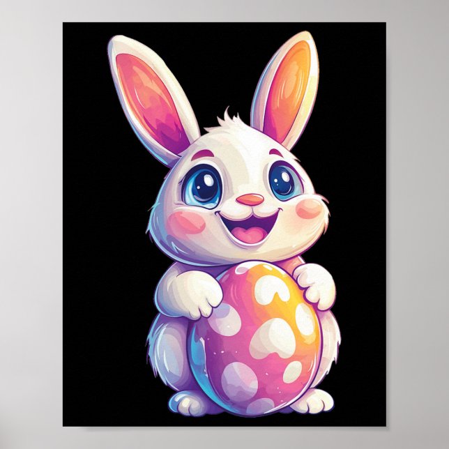 Easter Bunny Rabbit Easter Egg Graphic 2  Poster (Front)