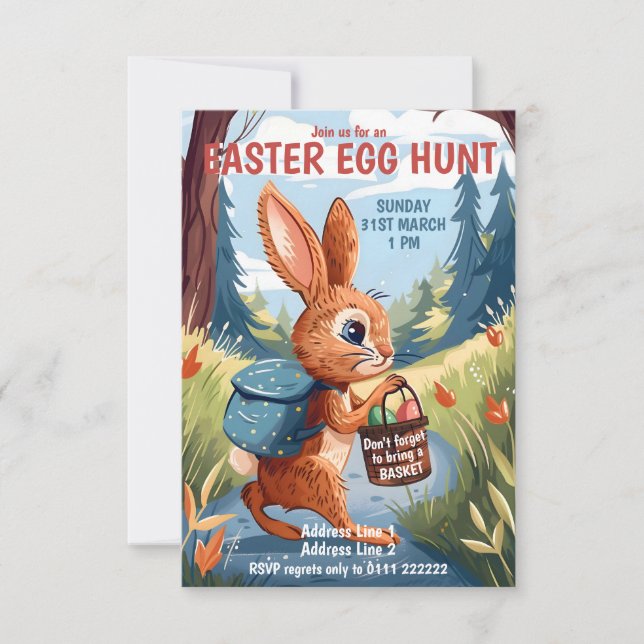 Easter Bunny Rabbit - Easter Egg Hunt Invitation (Front)