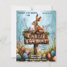 Easter Bunny Rabbit - Easter Egg Hunt Invitation
